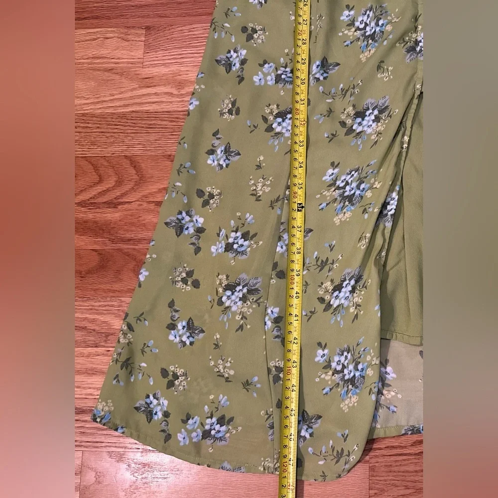 Abercrombie & Fitch Green Floral Cottagecore Maxi Dress Spaghetti Strap Size MT